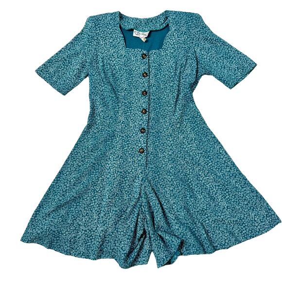 En Focus Vintage 90s Print Rayon Button Down Romper size 7/8 - Picture 1 of 10